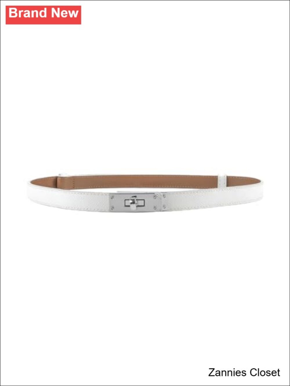 ✨ ANHAISHUILV Women's Skinny Leather Belt Gold Turn-Lock Buckle for Dresses